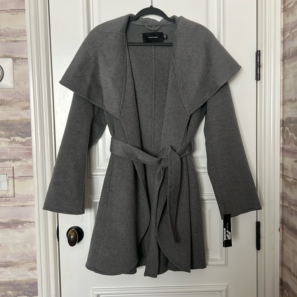 TAHARI
Tahari Women's Double Face Wool Blend Wrap Coat with Oversized Collar